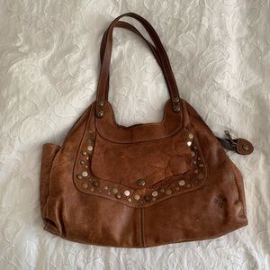 Patricia Nash brown leather studded shoulder bag